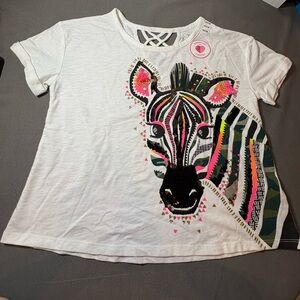 Colorful Zebra Print Kids Size 14/16 T-Shirt from Justice Reversible Sequins NWT